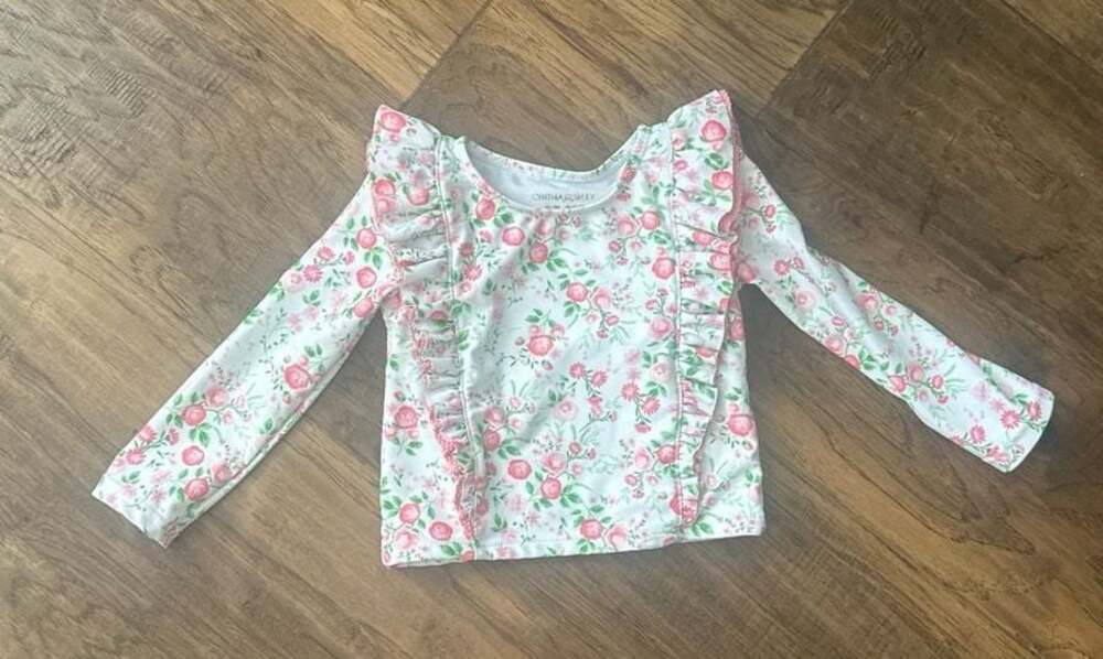 Cynthia Rowley Floral Ruffle Long Sleeve Rash Guard Swim Top 18M